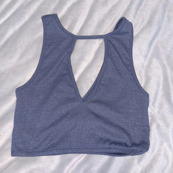Intimately free people blue glittery sparkle crossover Bralette size XS ribbed - Picture 3 of 6